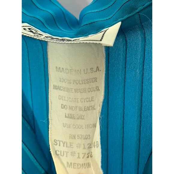 SO WHAT! Of California Women's Blue Striped V-Neck Button-Up Blouse SZ M - Picture 7 of 7